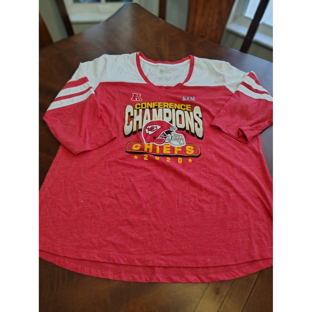 Fanatics Kansas City Chiefs 2020 AFC‎ Conference Champions V-Neck Shirt XL Red